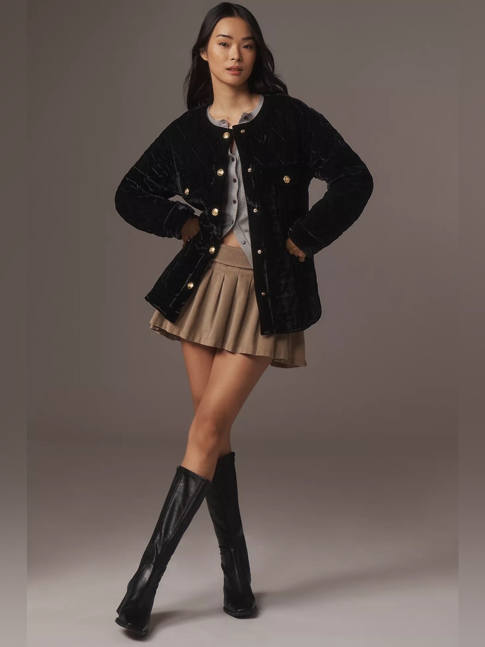 Endless Rose Premium Quilted Velvet Oversized Jacket Size Small Black